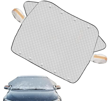 Generisch Auto Frontscheibenabdeckung Winter, 145 x 113 cm Vierlagig Magnetisches Windschutzscheibenabdeckung, Scheibenabdeckung Auto Winter Inklusive Rückspiegelabdeckung, Frostschutz Abdeckung