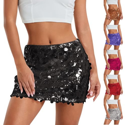 Générique Tutu Mini Sexy, Jupe Short Paillette Noir Femme, Tutu Mini Sexy Sequins Année 80 Grande Taille Ballerine Skirt Fille Soirée Patineuse Carnaval Festivals Noir, L