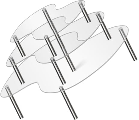 Toyvian Présentoir à Gâteaux en Acrylique Transparent 3 Niveaux Support Empilable Moyen Grand et Très Grand pour Petits Gâteaux Figurines et Décorations de Fête pour Mariages et