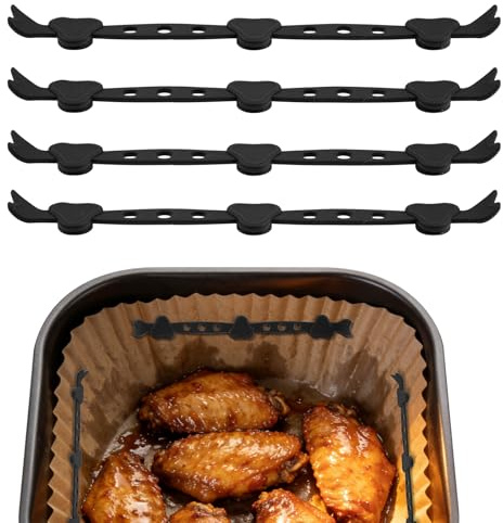 Magneter för Airfryer bakpapper, 16,5 cm lång, med starka magneter, för luftfritös för att hålla pergamentpapper, luftfryer varmluftsfritös, tillbehör för Philips, Ninja, Cosori (svart)