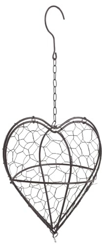 Levemolo Soporte para Material de anidación de Aves en Forma de corazón - Soporte para Suministros de anidación de Aves, comedero Colgante de Malla para Jaula - Dispensador de golosinas de Hierro