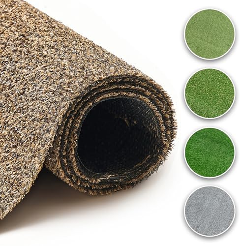 TAPISO Canyoo Rasenteppich Kunstrasen Braun Höhe: 6mm Meterware Kunstrasenteppich Wetterfest Schnelltrocknend Outdoor Balkon Terrasse Garten 200 x 300 cm