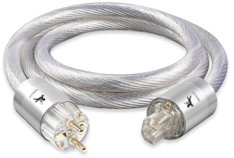 Impeto High End Netzkabel HiFi Stromkabel Audiophile, SOCC Schuko-Stecker-auf-Buchse-Stromkabel EU-Stecker für DVD/Verstärker/Decoder/Subwoofer/AMP -1M