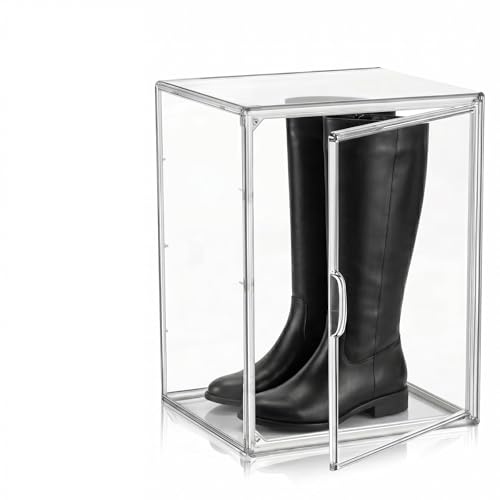 Hanlintk Acryl Schuhbox Stapelbar Transparent mit Magnetischer Tür, 40x25x30 cm Schuhaufbewahrungsbox, Multifunktional Display Case für Handtaschen, Sneaker, Kosmetik, Bücher