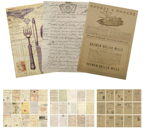 UMCHU 90 Piezas Diario Scrapbooking Suministros,Suministros De Diario Vintage,Retro Floral Scrapbook Paper Pad,Ideal para diarios,collages,tarjetas de felicitación,envoltorios de regalos