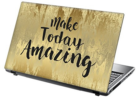 TaylorHe Folie Sticker Skin Vinyl Aufkleber mit bunten Mustern fŸr 15 Zoll 15,6 Zoll (38cm x 25,5cm) Laptop Skin Motivslogan, Gold