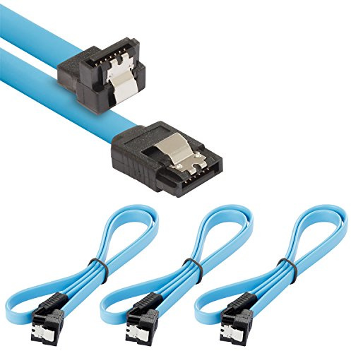 POPPSTAR 3 x 0,5 m Sata 3 HDD ssd-kabel med klämkontakt direkt till 90 graders rätvinkel, upp till 6 Gbit/s, blå