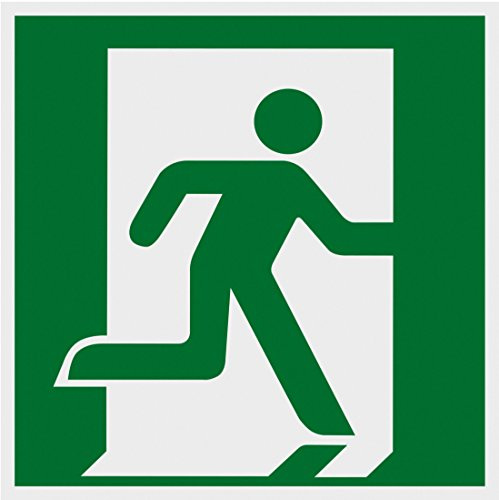 Metafranc Hinweisschild Symbol: Notausgang rechts – 150 x 150 mm | nachleuchtend – Beschilderung – Rettungsweg – Fluchtweg – Sicherheitsmarkierung – Gewerbekennzeichnung – Notausgang