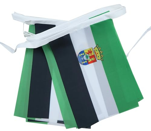 AZ FLAG - Extremadura flagga girland - 6 meter med 20 extremadura vimplar - Spanien 21 x 14 cm - små flaggor 100% polyester - 60 g