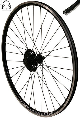 Redondo 26 Zoll Hinterrad Laufrad V-Profil Felge Schwarz 8-Fach Kassette