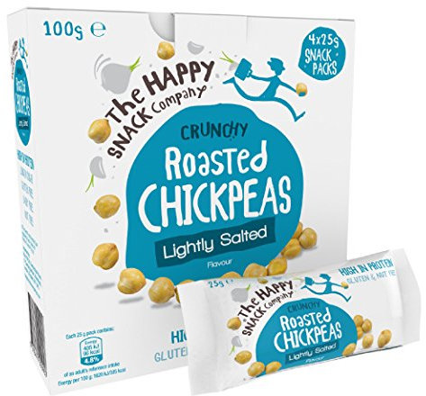 The Happy Snack Company Roasted Chickpeas Lightly Salted - Pack of 20 x 25g, Deliciously Healthy Snacks, Plant Based Protein & Fibre. Low Fat, Sugar & Calories, Free From 14 Allergens, Vegan
