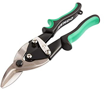 KENDO Forbici per lamiera, taglio destro, lunghezza: 250 mm, forbici per metallo, impugnatura ergonomica Soft Touch a 2 componenti, materiale (lama): acciaio al cromo vanadio, potenza di taglio: fino