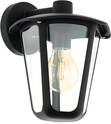 EGLO Außen-Wandlampe Monreale, 1 flammige Außenleuchte | Wandleuchte aus Aluguss und Kunststoff, Farbe: Schwarz, Fassung: E27, IP44