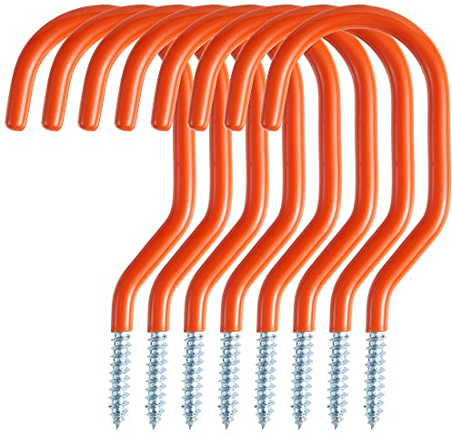 Sinoer Lot de 8 crochets de garage pour vélo, outils – Crochets utilitaires, fixation murale à vis, échelle, extension et outils électriques – Orange