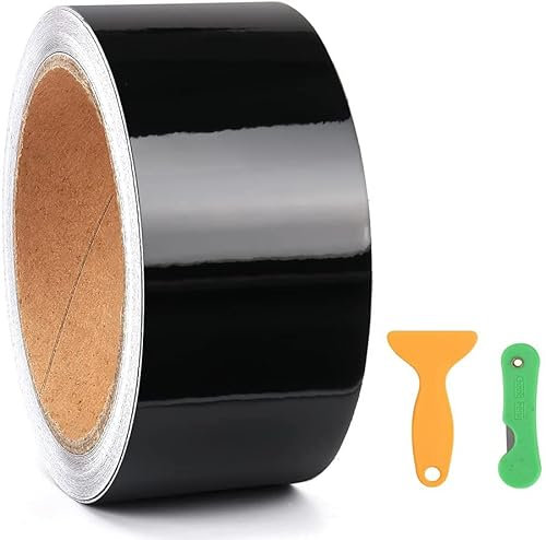 Kaliwa Auto Folie 5cm*900cm, selbstklebend Autofolie aus Vinyl, Lackschutzfolie Schutzfolie für Auto/Fahrrad/Motorrad - 5 x 900 cm¡ (Glänzend Schwarz 5 * 900)