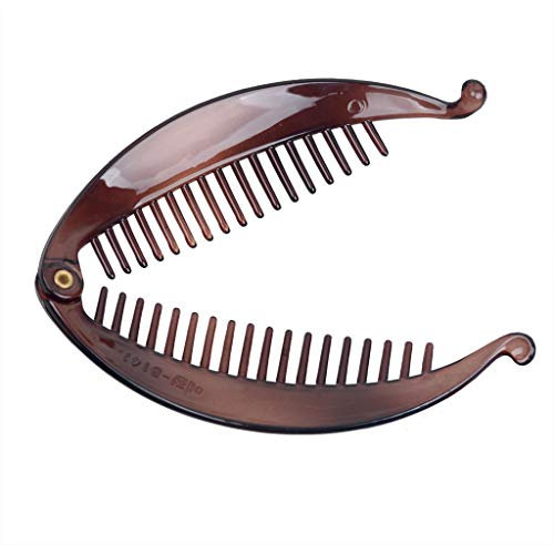 ANCLLO Lot de 2 grandes pinces à cheveux en forme de banane à bords arrondis pour femmes et filles - Marron