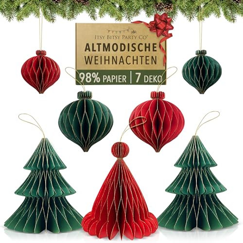 Premium Wiederverwendbare Weihnachtsdeko - Tischdeko Weihnachten/Deko Weihnachten - Papier Weihnachtsbaum Deko, Weihnachtskugeln - Weihnachtsdeko Innen, Weihnachtsdeko Tisch - Christmas Decorations