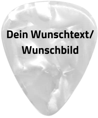 Plektrum mit Wunschtext oder Wunschbild - Personalisiertes Plektrum mit Druck - Individuell und schnell gestalten mit Wunsch-Druck - mit eigenem Bild oder Text personalisieren (Thin, Weiß Perlmutt)