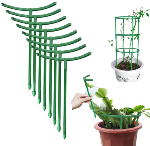 Belit 12 Stück Pflanzenstützen für Pflanzen, Gartenblumen, grüne Pflanzenstützring, Pflanzgefäßstützring für Clivia, Gemüse, Rosen, Hortensien, 15 cm breit x 15 cm hoch