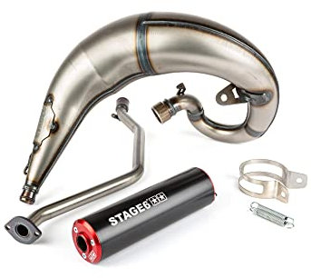 Impianto di scarico Stage6 Streetrace montaggio alto CNC, nero/rosso per Rieju MRI