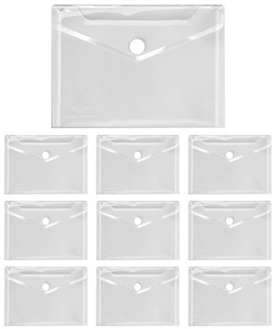 VELOFLEX - Dokumentenhülle Crystal DIN A6 mit Klettverschluss 10 Stück | Aus transparenter PP-Folie, mit Klettverschluss, für ca. 100 Blatt DIN A6 und als Großbrief verwendbar