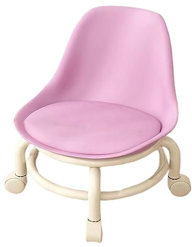 UVCMDUI Rollsitz Drehhocker, Kunststoff Kleine Niedrig Rollhocker mit Rollen Sitz, PU-Leder UniversalräDer Rollhocker Niedriger Hocker für Homeoffice Oder Fitness Sport,Rosa