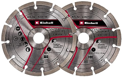 Einhell - Set di dischi da taglio diamantati originali da 125 mm, diametro 125 mm, 2 pezzi, foro da 22,23 mm, per Einhell Wall Chaser TC-MA 1300 e TE-MA 1500