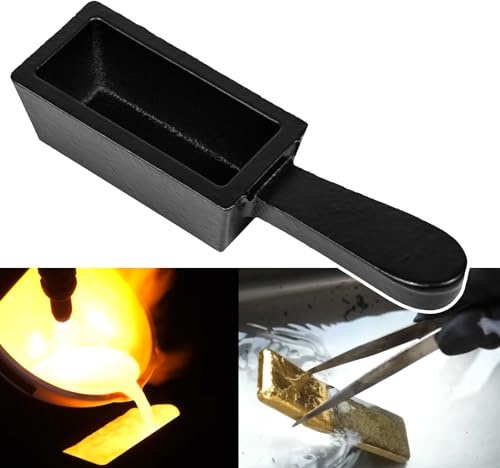 Hochwertige Gusseisen-Barrenformen (25 oz und 100 oz) – brotförmige Formen, geeignet zum Schmelzen und Gießen von Edelmetallen wie Gold, Silber, Kupfer, Aluminium und Messing. (25, Unzen)
