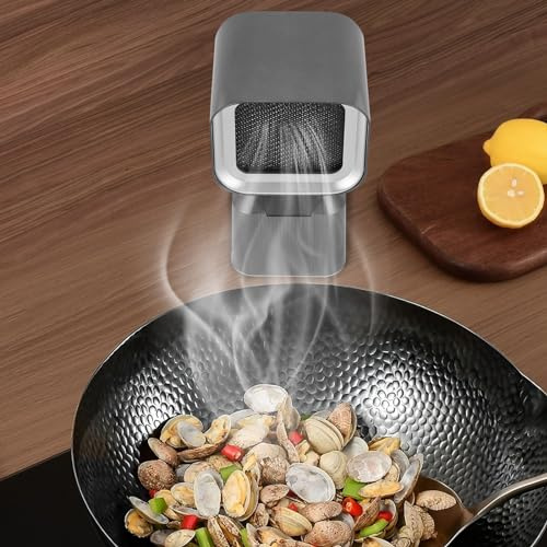 Tragbare Abzugshaube -12W, 2 Gänge, Max.3600rpm - Dunstabzugshaube mit austauschbarem Filter, Desktop-Abzugshaube mit Abluftventilator, Küchenentlüftung für BBQ, Kochen, Hot Pot