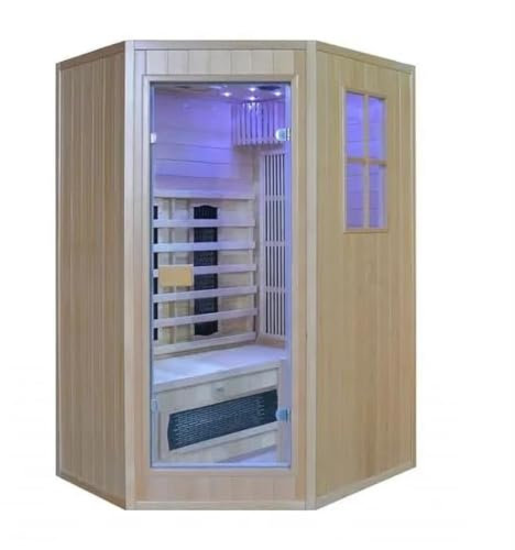 Bagno Italia Sauna de 125 x 110 cm biplaza infrarrojos y finlandesa combinada con 6 radiadores cromoterapia radio