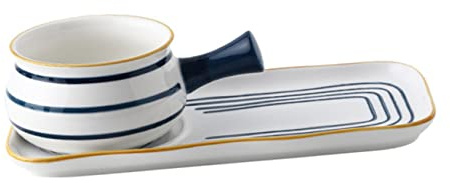 Alipis Milk Pan and Bread Tray Set Suitable with Fashionable Simple Design 650ml Capacity Ceramics Easy to Clean and Store White Hand Painted Handle