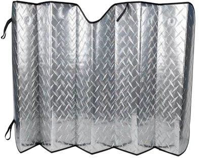 Cofan Parasol Delantero Aluminizado con Efecto Láser | 2 Ventosas Incluidas | Protección UV para Vehículos