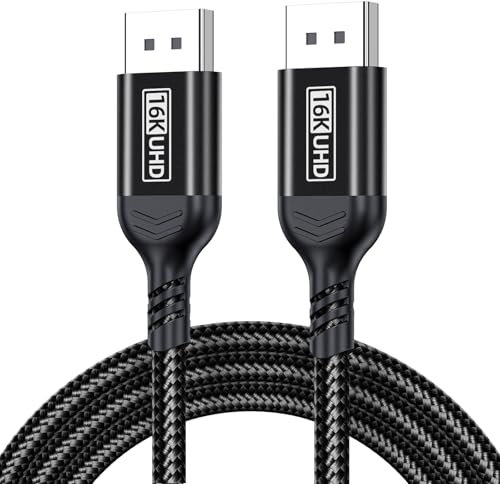 Cuntech 10FT 16K Displayport Cable 2.1, DP 2.1 80Gbps Cable Support 16K@60Hz, 10K@60Hz, 8K@120Hz HBR3 4K@240Hz 165Hz 144Hz 60Hz, HDCP DSC 1.2a, HDR10 FreeSync G-Sync for Gaming Monitor Graphics Card