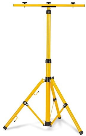 Froadp Trépied télescopique pour projecteur de chantier LED, éclairage de travail LED, pliable, hauteur réglable jusqu'à 150 cm, support de projecteur de chantier portable pour 1 à 2 éclairages de