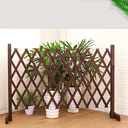 Erweiterbarer Gartenzaun für Pflanzen, einziehbares Spalier, Barriere für Garten-Trennwand, dekorativer Holzgitter-Zaun (Braun, 170 x 70 cm)