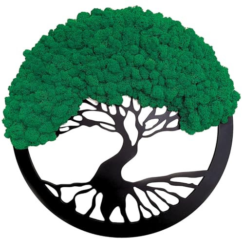 Scandinavian Moss Moosbilder in Form Eines Baumes - Schön Aussehender Wand Baum - Bringen Sie Leben Ihre Wohnung - Wandbild aus Natürlichen Rohstoffen und Deko Moos Moosdekoration Rentiermoos 50cm