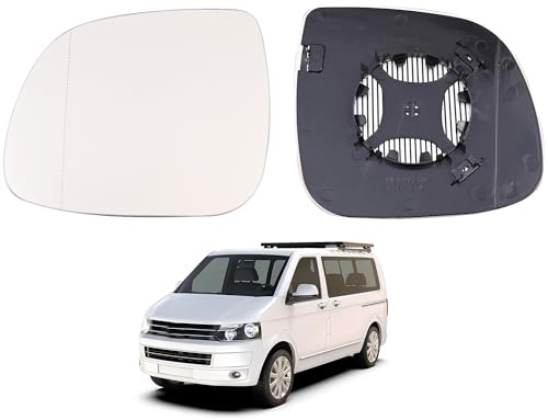 Beheiztes Außenspiegelglas Beifahrerseite Fahrerseite links mit Trägerplatte,heizbares Ersatzglas passend für VW Transporter T5 2010-2015, für VW Transporter T6 2016-2019,1 Stück