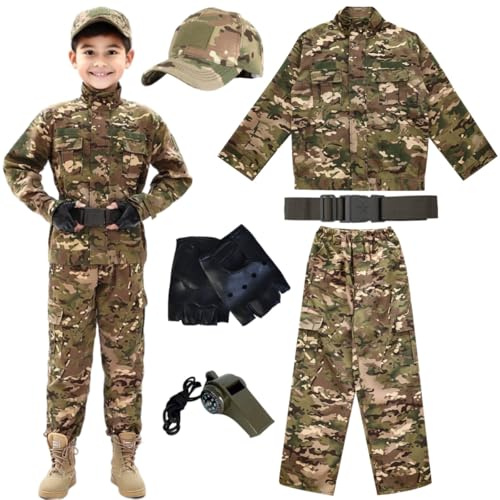 Army children's tactical suit camouflage uniform soldiers children's clothing boy army (Standard, CP camouflage, 130)
