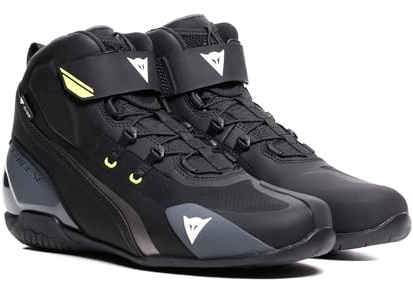 DAINESE HERIAN D-WP Shoes, Botas De Moto Impermeables Hombre, Black White Yellow Fluo, 42 EU