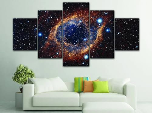 CUAWBAPF 5 teilige leinwandbilder wandbilder wohnzimmer xxl 5 Teilig bild auf leinwand Bilder Kosmos Helixnebel Astronomie Wandbilder Kunstdruck Wanddeko Wand Wanddekoration