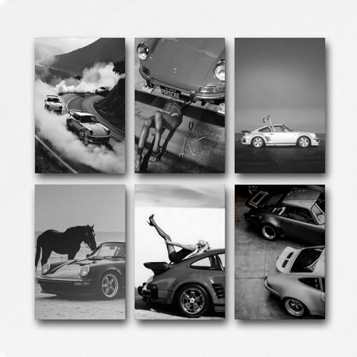hoxaooi A Set Of 3 Retro Schwarz-weiß 911 Autoposter Poster Für Zimmer, Ästhetische Leinwand-Wandkunst, Schlafzimmer-Dekor Poster 12x18inch(30x45cm)