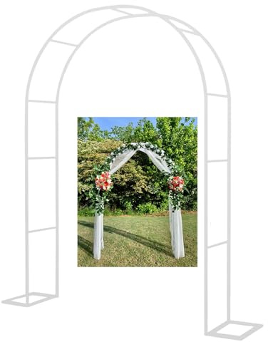 Arche de Jardin en Acier de 2 m, 4 m, 8 m, 2 m, 2,4 m, 2,8 m, 0 m, 5 m, Treillis pour Plantes grimpantes, décoration de Mariage, pour extérieur, Cour, Jardin (Couleur : Blanc, Taille : 4 m x