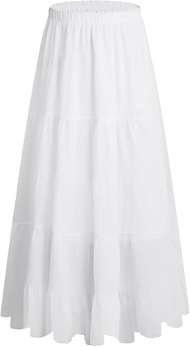 Genfien Gonne Donna Elegante a Vita Alta da Donna Gonna Lunga in Chiffon con Fodera Estiva Bohemien