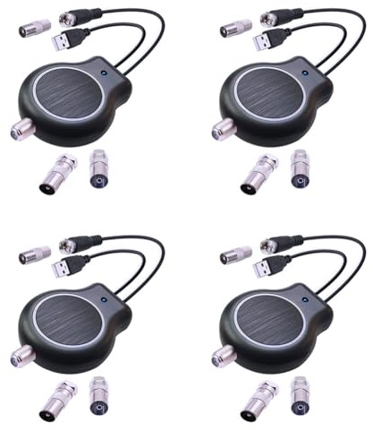 Kznifmk 4X Amplificatore di Segnale Antenna TV Digitale HDTV Esterna o Interior Installazione HD FM DVB Alimentato da USB 32DBI