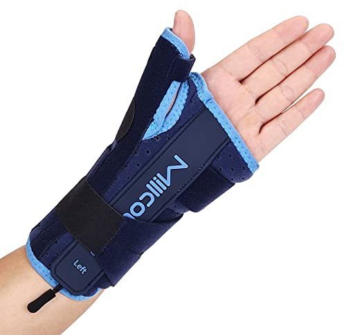 Willcom Night Wrist Brace and Thumb Spica Splint Stabilizer-Breathable Lightweight-Support for De Quervains Tenosynovitis, Arthritis(Left Hand-L,>9.5 inch)