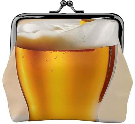 Petit porte-monnaie en mousse de bière pour femme, portefeuille en cuir avec fermeture à glissière pour pièces de monnaie, porte-monnaie mignon