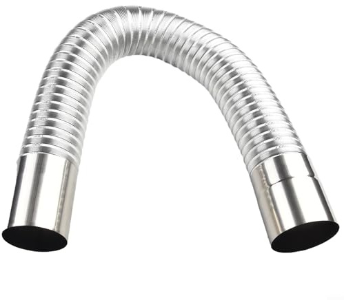 MeevrgR Tuyau de cheminée extensible en acier inoxydable pour poêle à bois - Flexible - Pour chauffe-eau intérieur ou extérieur - Argenté - 35 x 10 x 5 cm