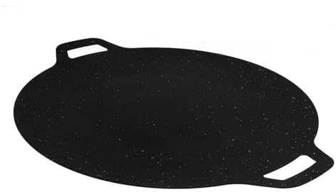 Plancha Redonda de Hierro Negra Antiadherente para Camping y Picnic | Uso Versátil Carne y Verduras, Compatible Hornillos de Campamento, Acabado Crujiente y Sabroso