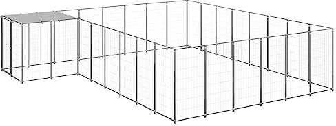 Hundezwinger XXL aus robustem Stahl mit wetterfester PE-¨¹berdachung ¨C Sicherer Freilaufk?fig mit Stahlmaschendraht f¨¹r au?en, verriegelbare T¨¹r, ideal f¨¹r Hunde Aller Gr??en