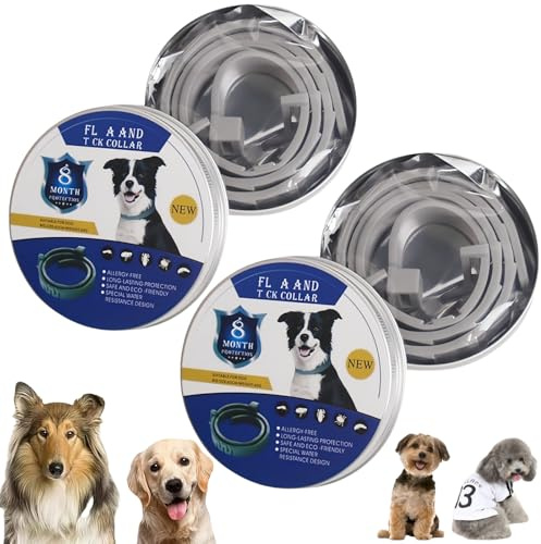 2PCS Dog Col/lars,Adjustable Col/lar for Dogs,Dog Col/lars with Natural Essential Oils,Fle/a and Ti/ck Treatment for Do/gs,Do/g Fle/a And Ti/ck Treatment,Barking Coll/ar,Anti Bark Col/lar(GREY DOG)
